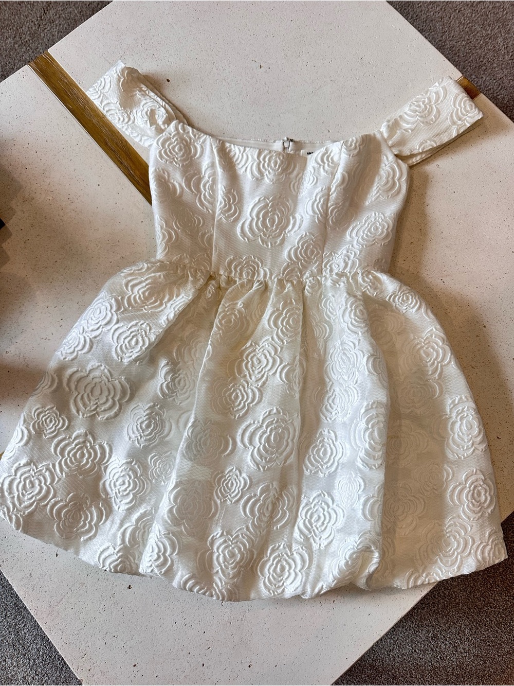 Revolve Amanda Uprichard white mini bubble dress- off the shoulder